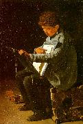 Francois Bonvin Seated Boy with a Portfolio France oil painting reproduction